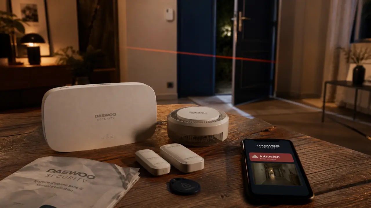 Alarme connectée sans abonnement, alerte intrusion sur smartphone.