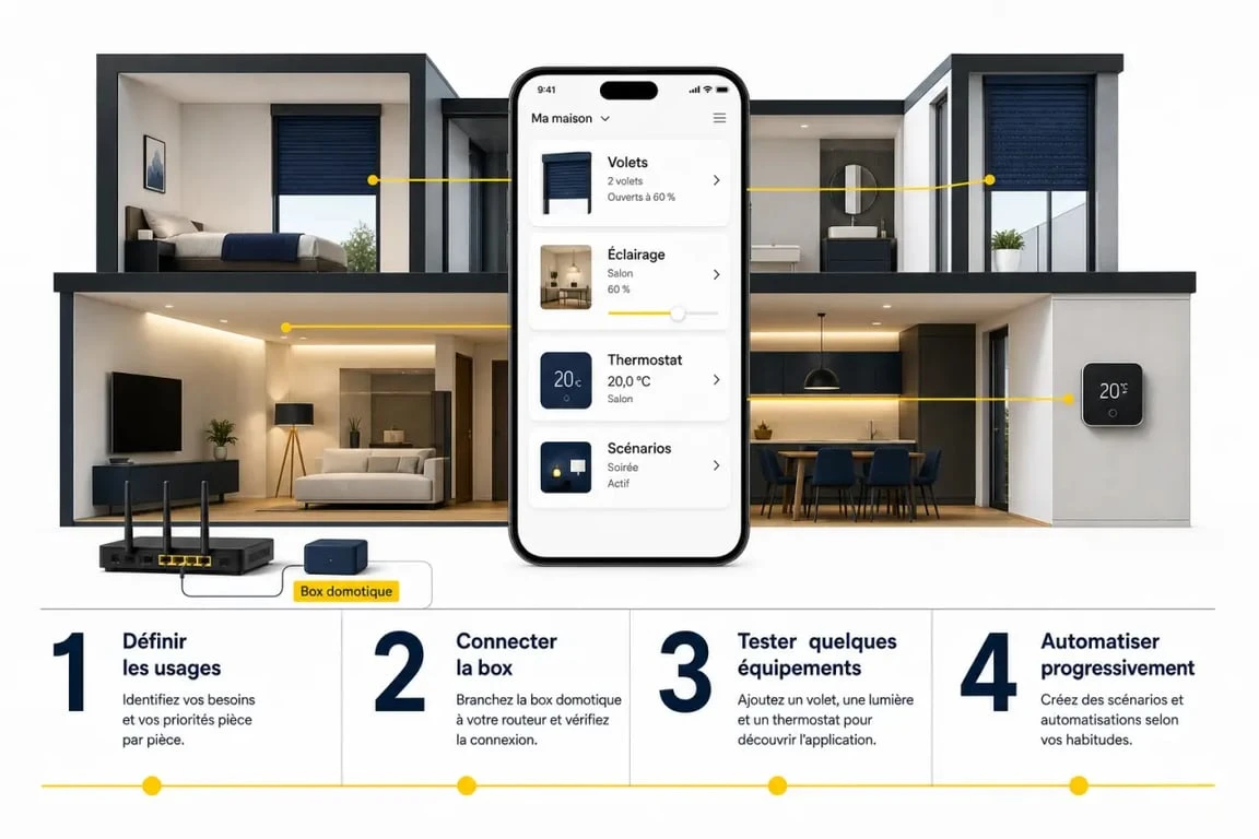 Installation domotique expliquée en 4 étapes dans une maison connectée