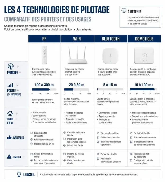Comparatif des technologies pour télécommander un éclairage extérieur