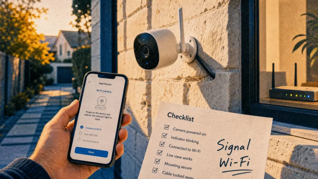 Installation caméra de surveillance Wi‑Fi : 2,4 GHz, emplacement et réglages à vérifier