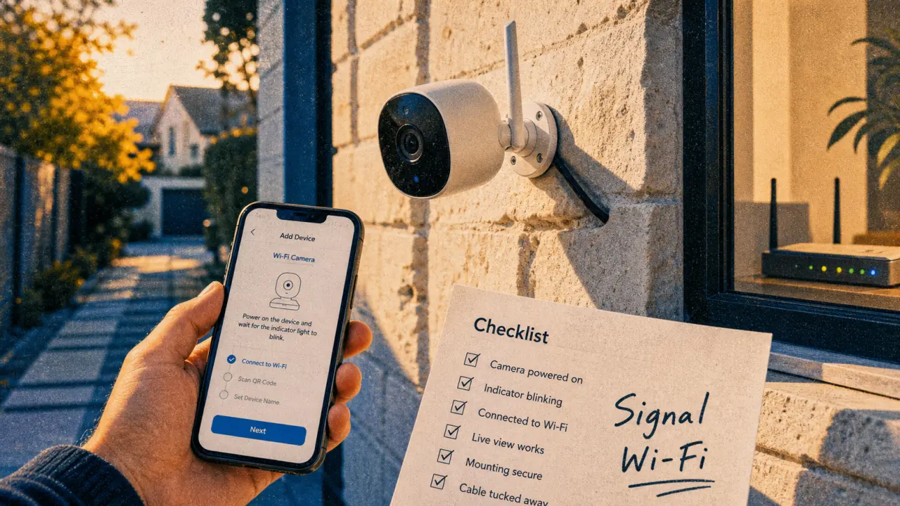 Installation caméra de surveillance wifi 2,4 GHz : smartphone et réglages