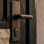 Poignée de porte blindée protégeant le cylindre de serrure