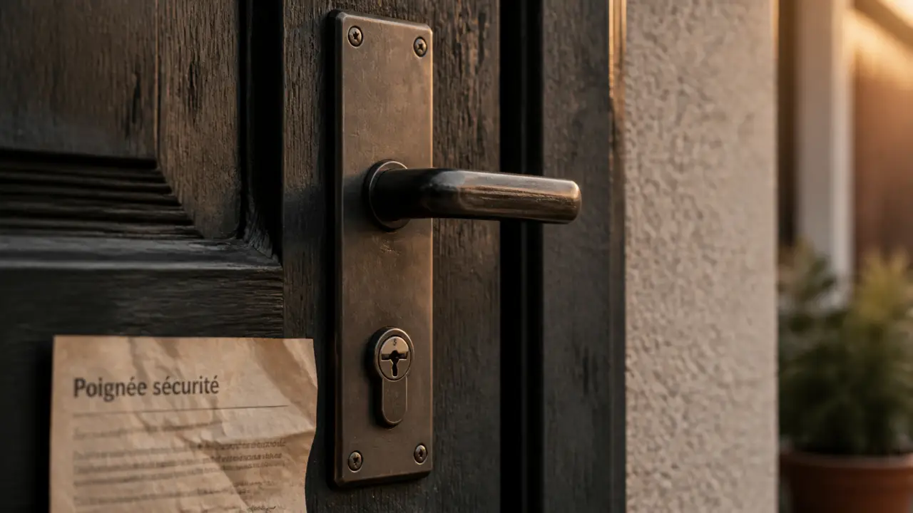 Poignée de porte blindée protégeant le cylindre de serrure