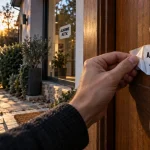 Emplacement autocollant alarme maison avant intrusion sur porte d’entrée