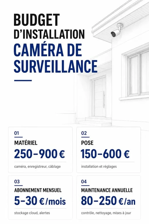 Installation caméra de surveillance prix : répartition des coûts entre matériel, pose, abonnement et maintenance