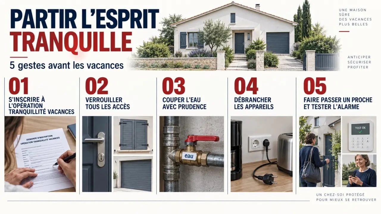 Sécurité maison départ en vacances : étapes essentielles avant de fermer son logement