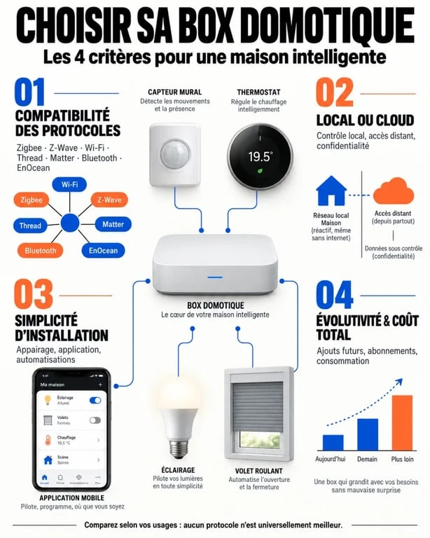 Maison intelligente fr : choisir une box domotique selon les protocoles, le cloud, le budget et l’évolutivité