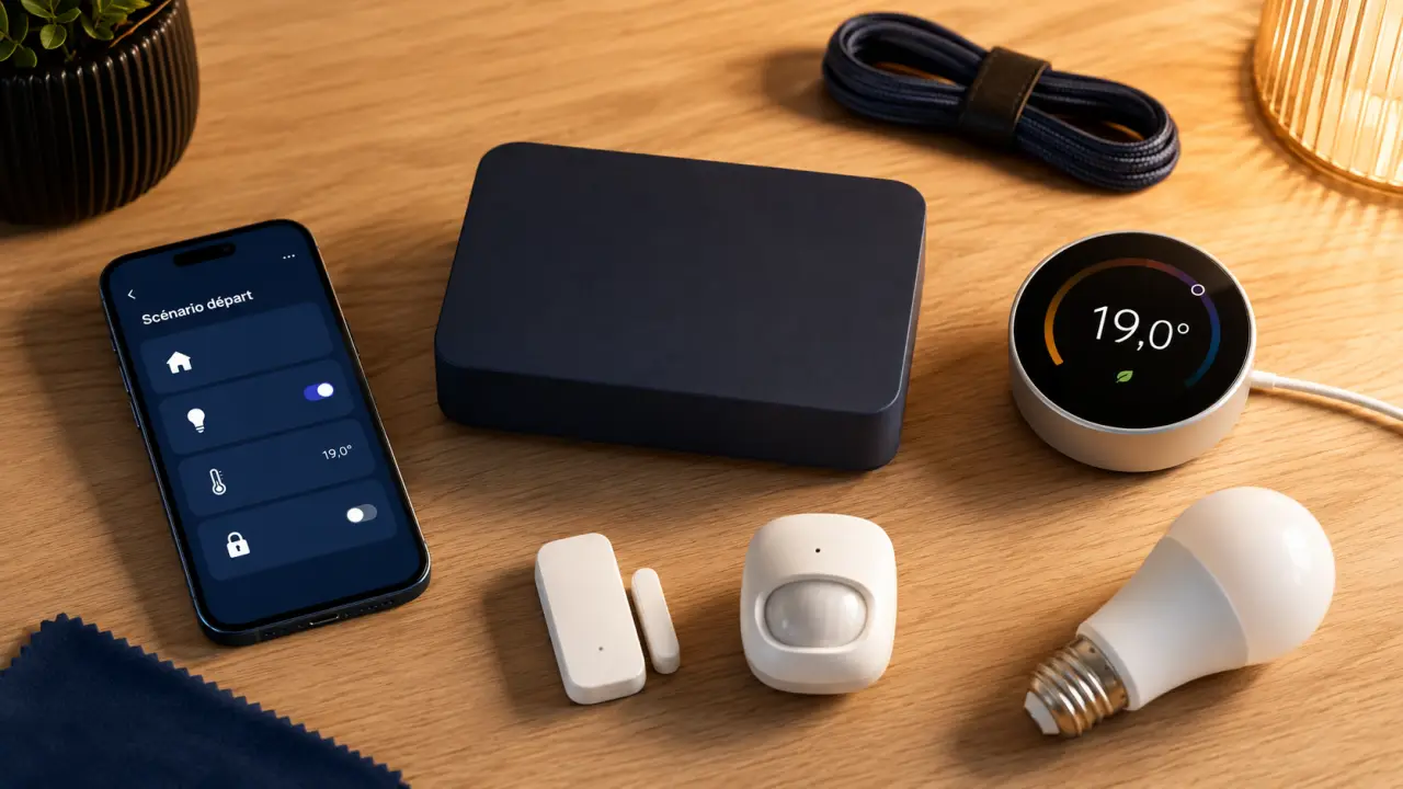 Installation domotique maison : box domotique, capteurs et ampoule LED
