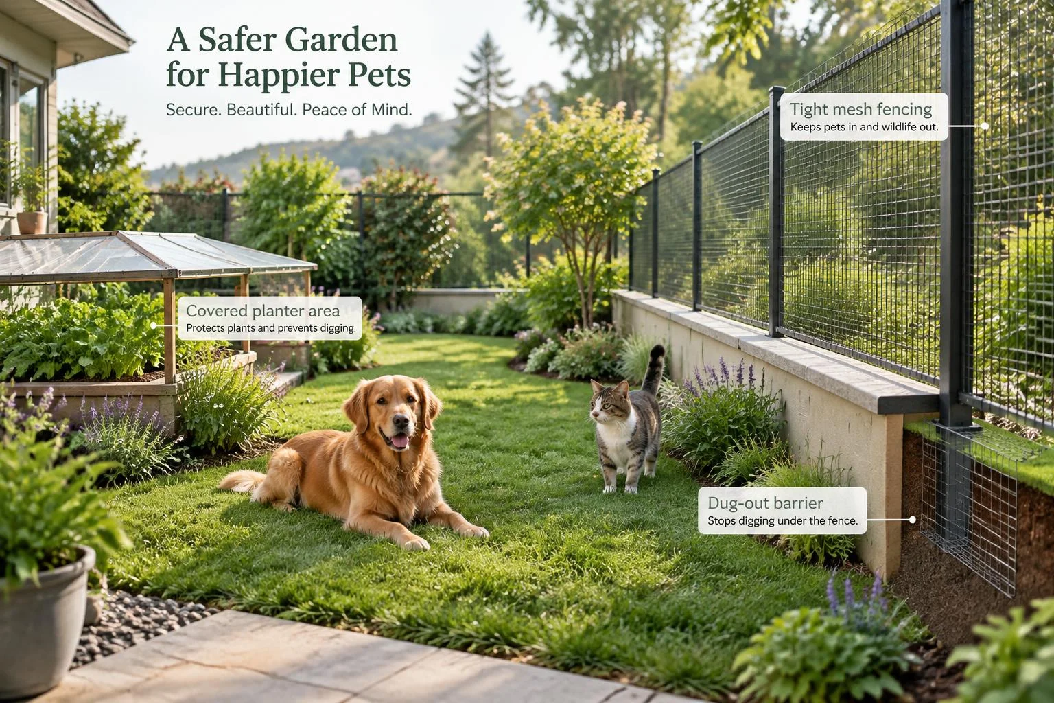 Jardin sécurisé chat ou chien : 5 aménagements anti-fugue