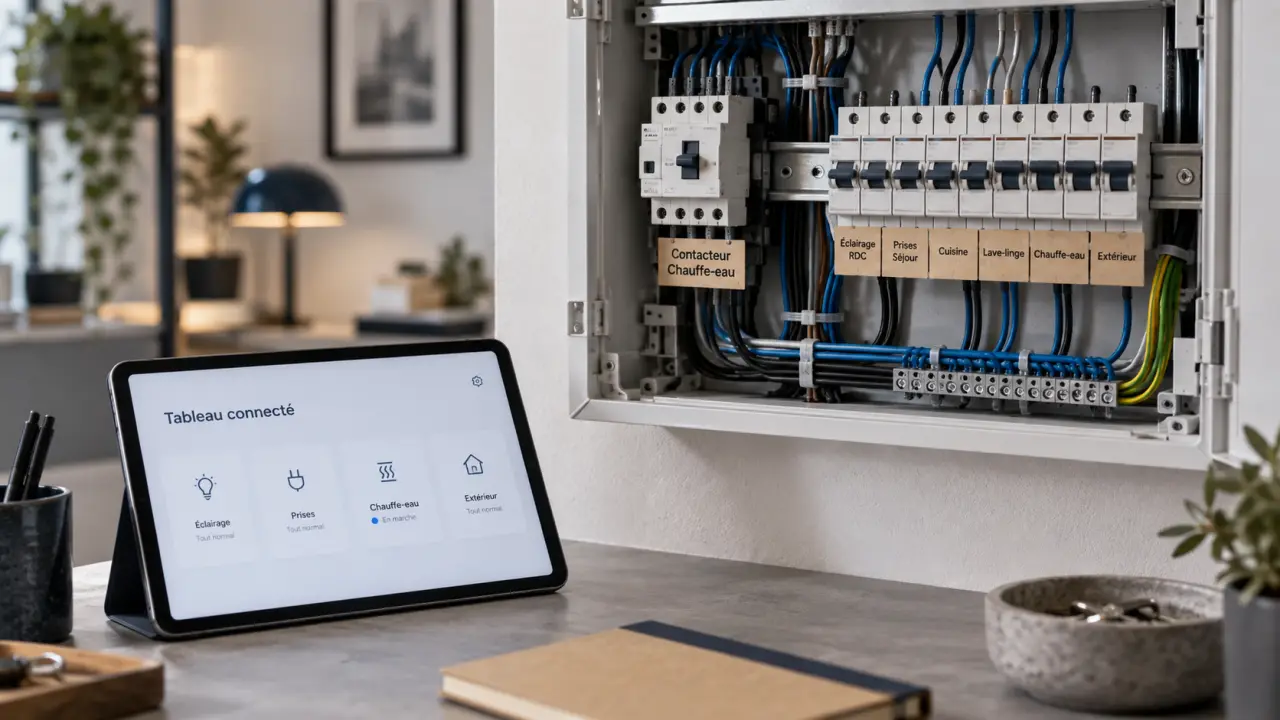 Photo tableau electrique connecté pour surveiller la consommation et éviter les coupures