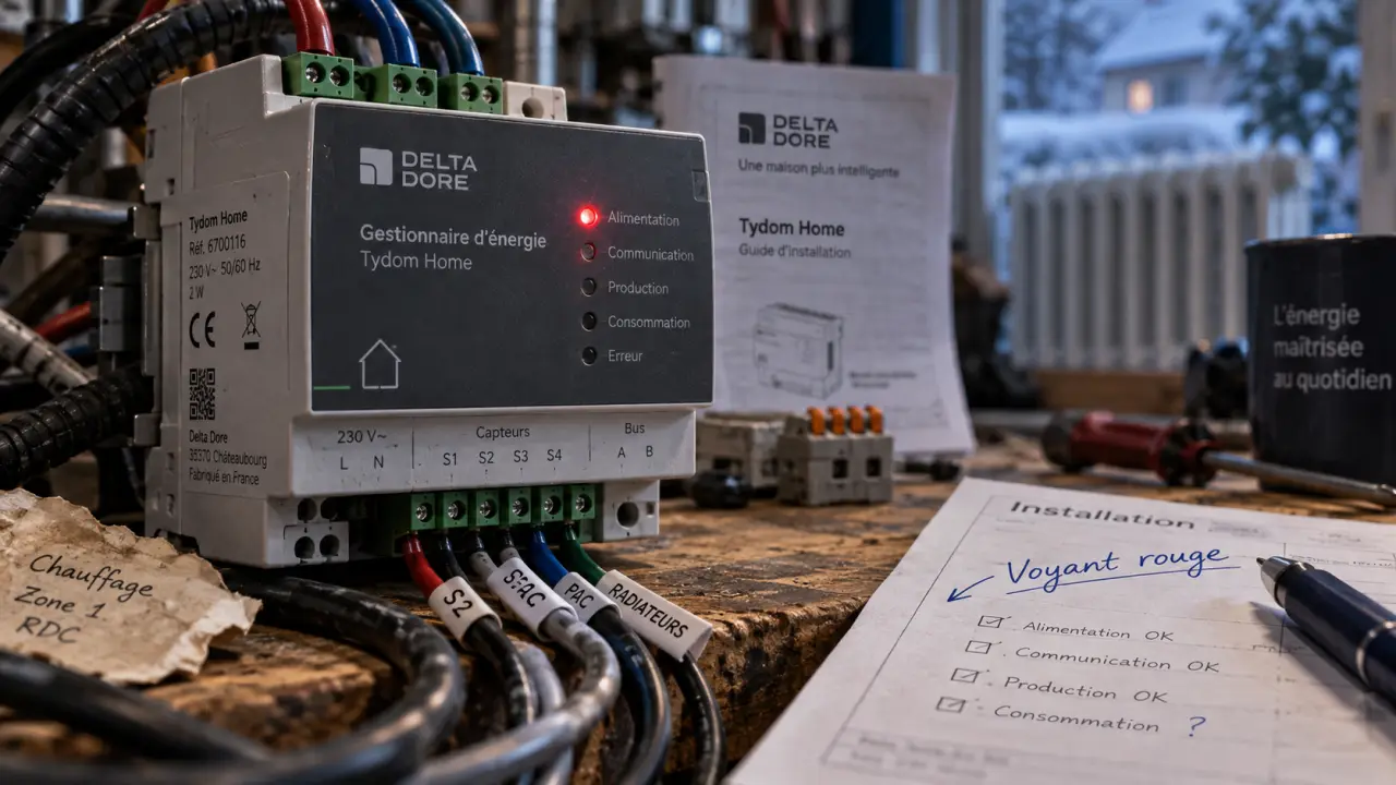 Delta Dore voyant rouge fixe : gestionnaire d’énergie en place
