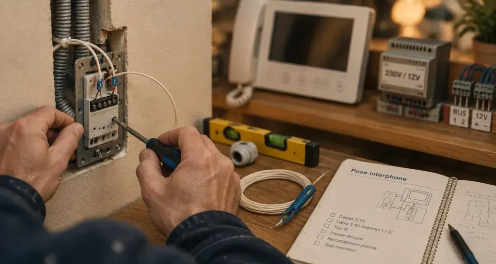 Installer un interphone : le câblage en 2 fils, l’alimentation 230 V et les tests à prévoir